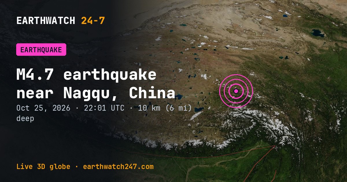 Map: the earthquake near Nagqu, China, with plate boundaries