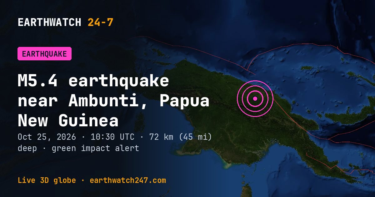 Map: the earthquake near Ambunti, Papua New Guinea, with plate boundaries