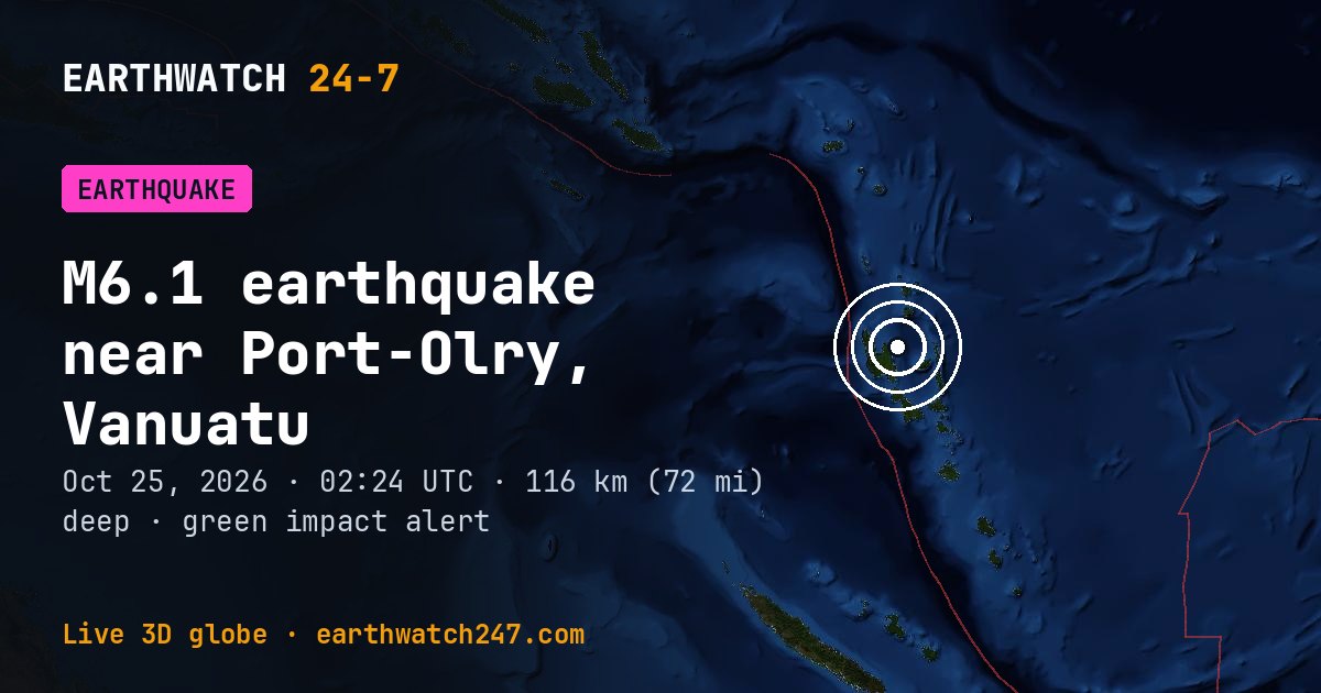Map: the earthquake near Port-Olry, Vanuatu, with plate boundaries