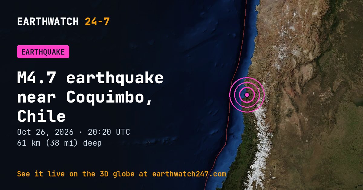 Map: the earthquake near Coquimbo, Chile, with plate boundaries
