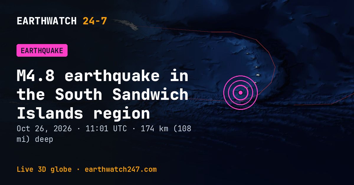 Map: the earthquake in the South Sandwich Islands region, with plate boundaries