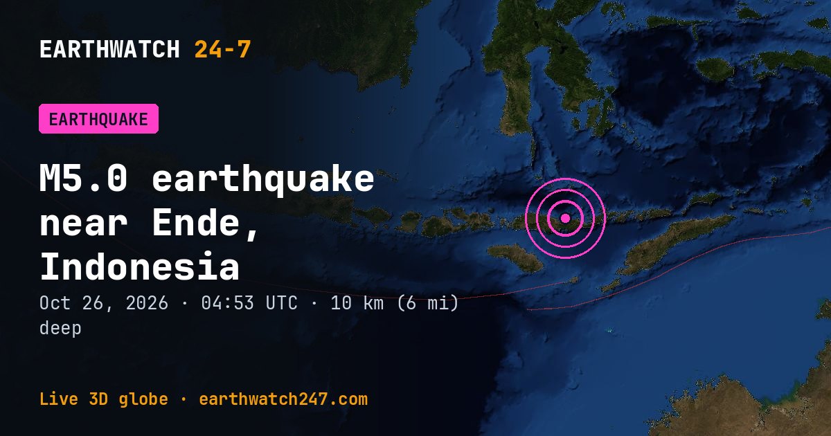 Map: the earthquake near Ende, Indonesia, with plate boundaries