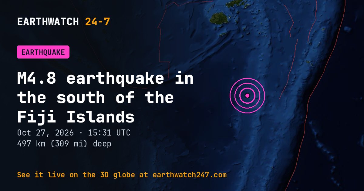 Map: the earthquake in the south of the Fiji Islands, with plate boundaries