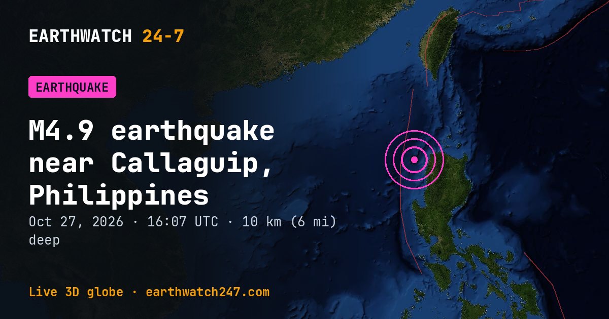 Map: the earthquake near Callaguip, Philippines, with plate boundaries