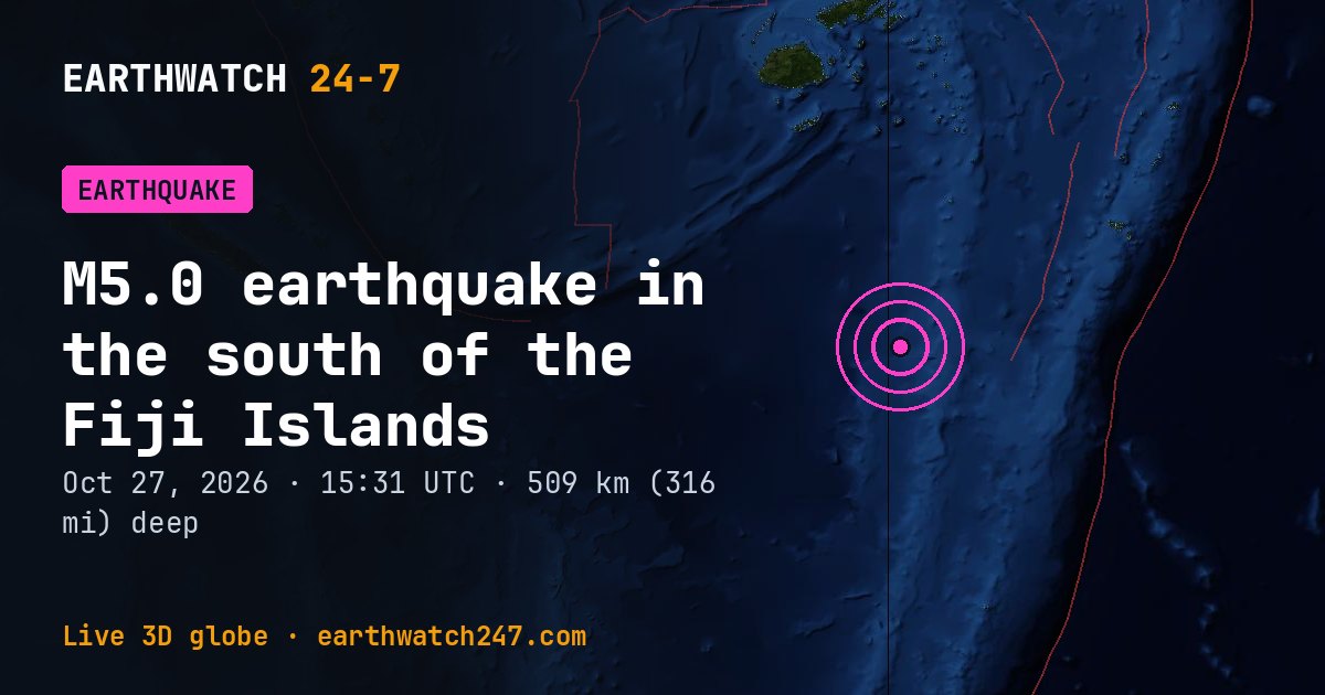 Map: the earthquake in the south of the Fiji Islands, with plate boundaries