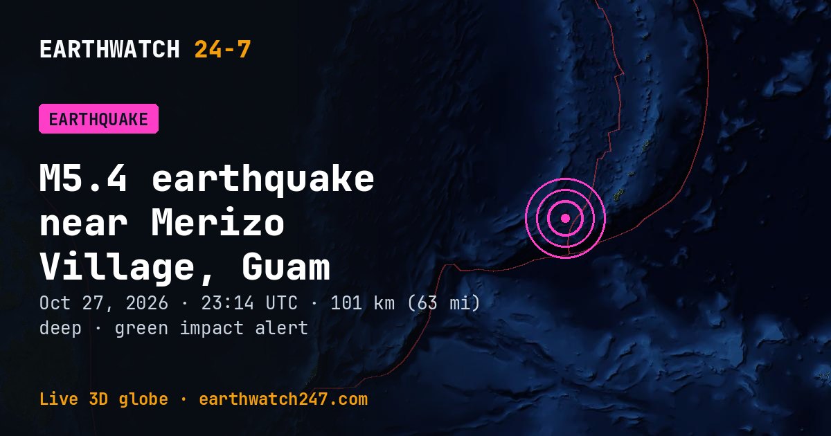 Map: the earthquake near Merizo Village, Guam, with plate boundaries