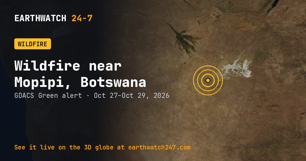 Map: Wildfire near Mopipi, Botswana