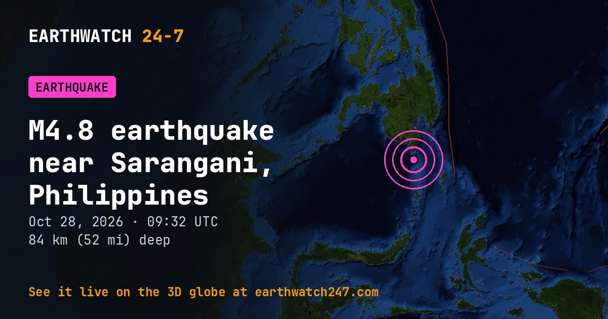 Map: the earthquake near Sarangani, Philippines, with plate boundaries