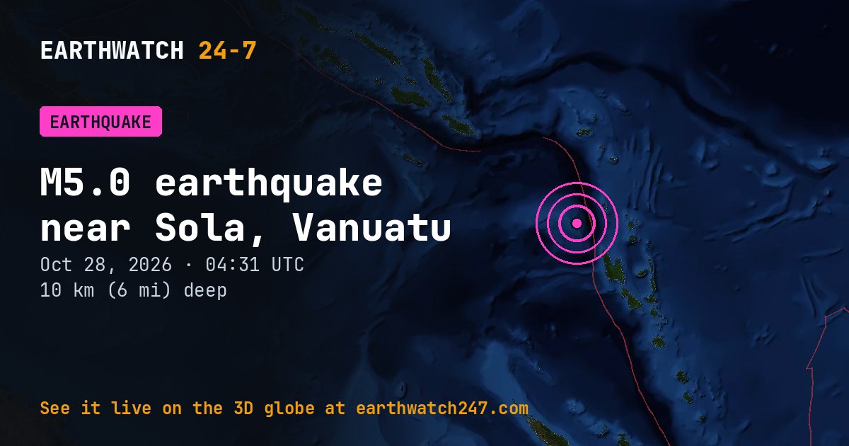 Map: the earthquake near Sola, Vanuatu, with plate boundaries