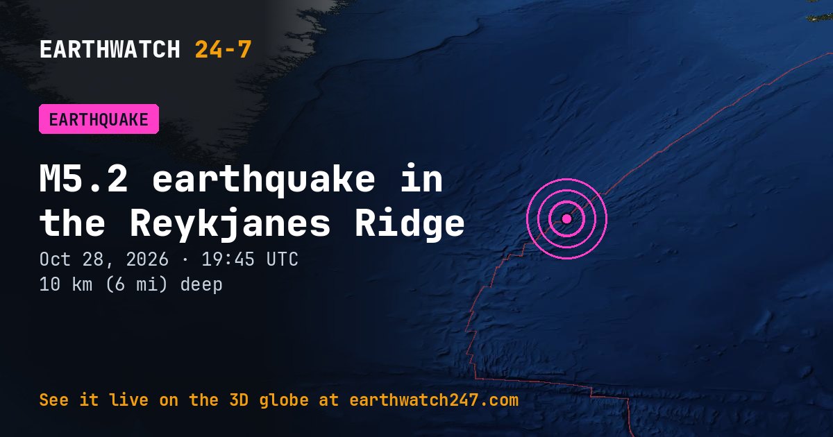 Map: the earthquake in the Reykjanes Ridge, with plate boundaries