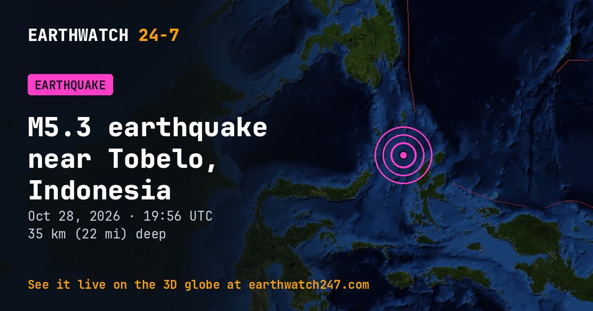 Map: the earthquake near Tobelo, Indonesia, with plate boundaries