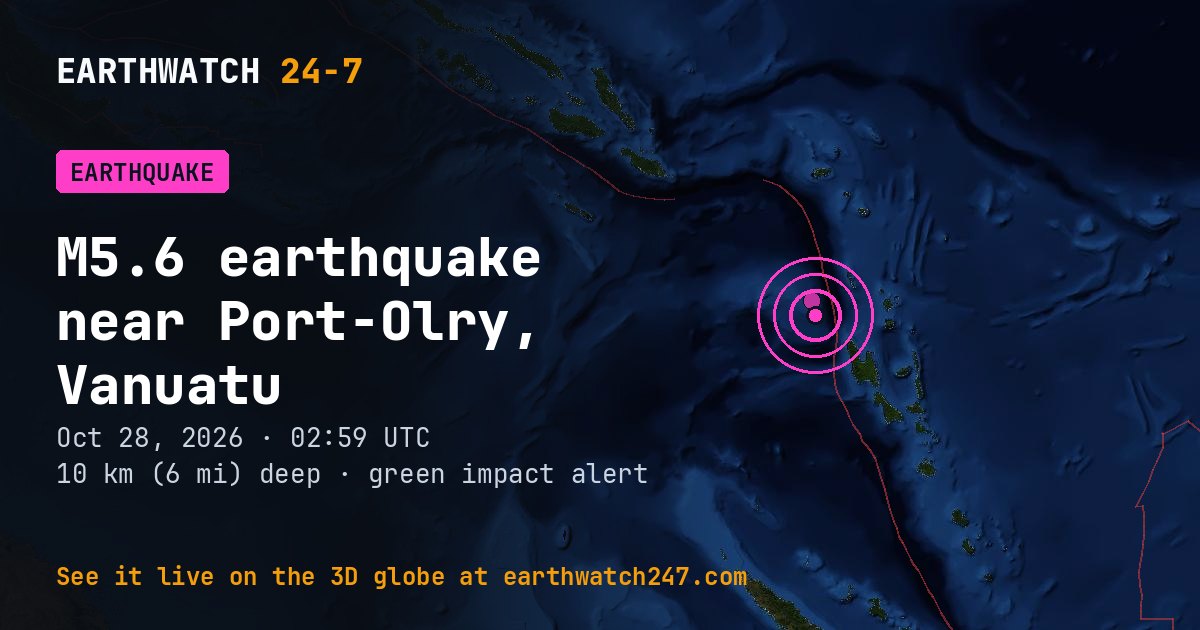 Map: the earthquake near Port-Olry, Vanuatu, with plate boundaries
