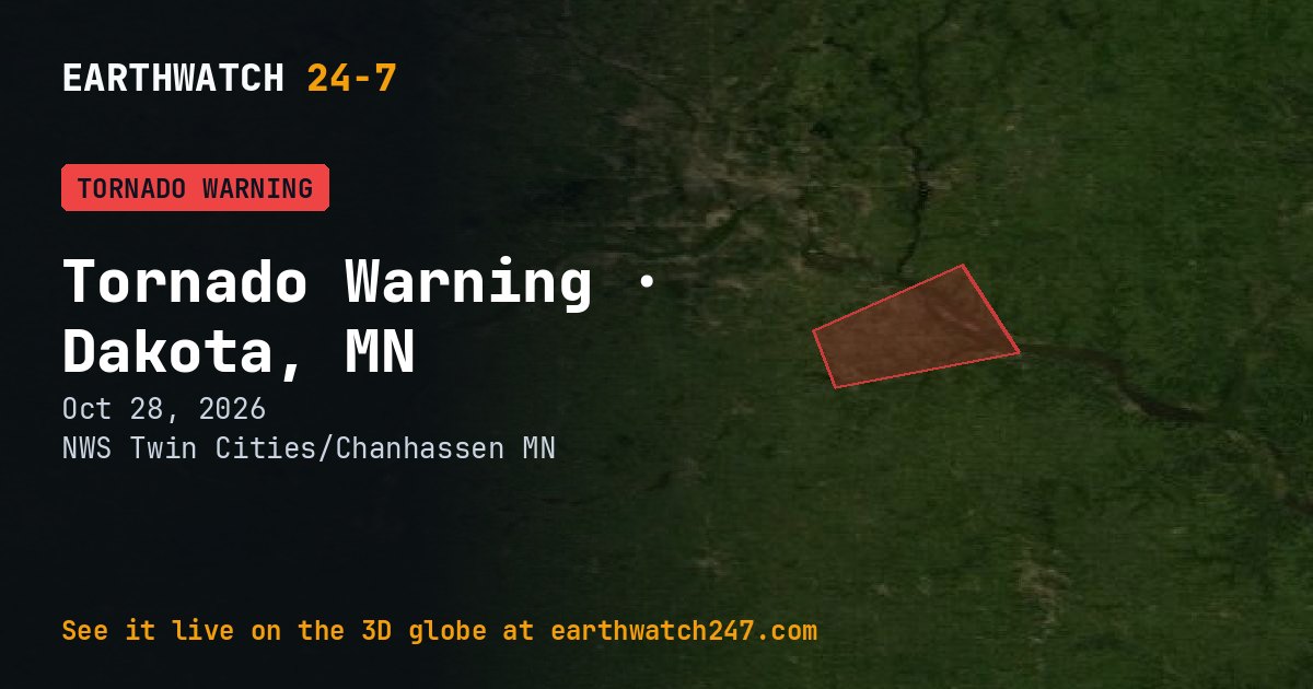 Map: Tornado Warning: Dakota, MN, Goodhue, MN and Pierce, WI