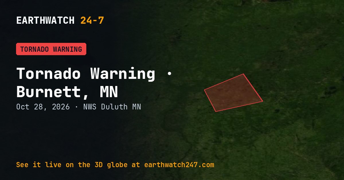 Map: Tornado Warning: Burnett, WI