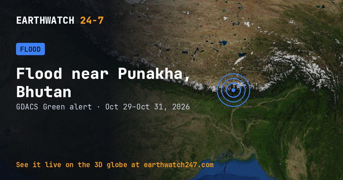 Map: Flood near Punakha, Bhutan