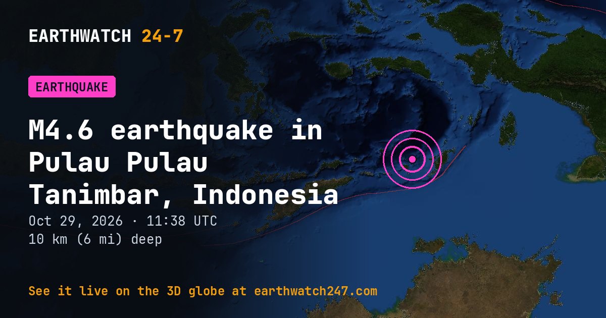 Map: the earthquake in Pulau Pulau Tanimbar, Indonesia, with plate boundaries