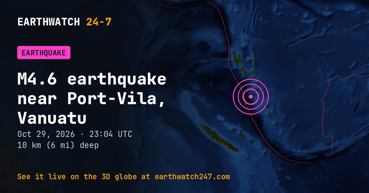 Map: the earthquake near Port-Vila, Vanuatu, with plate boundaries