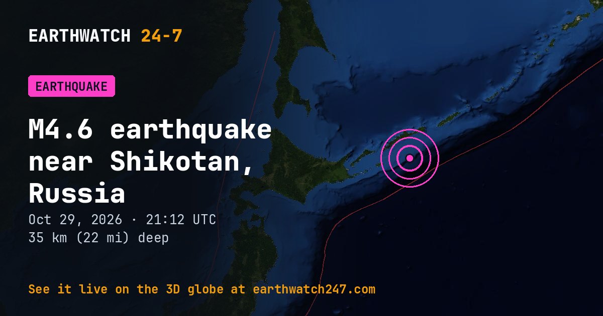 Map: the earthquake near Shikotan, Russia, with plate boundaries