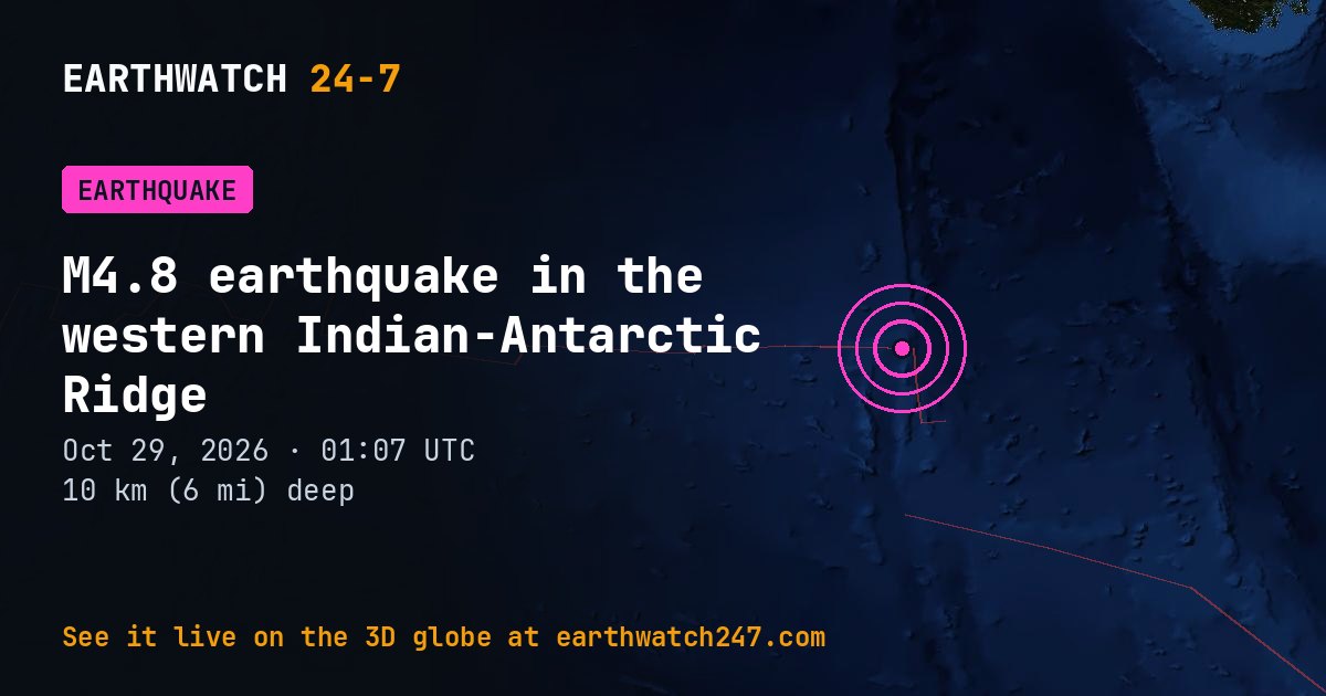Map: the earthquake in the western Indian-Antarctic Ridge, with plate boundaries