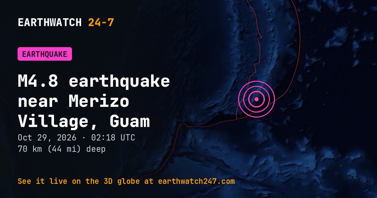 Map: the earthquake near Merizo Village, Guam, with plate boundaries