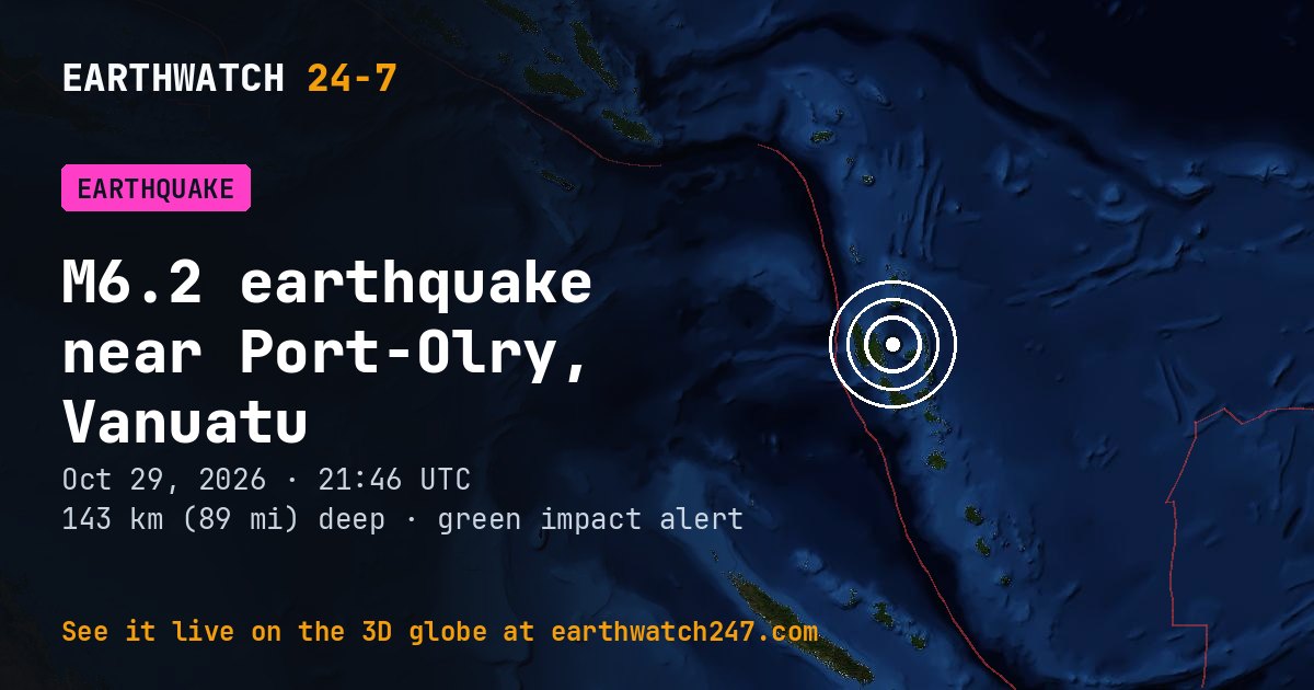 Map: the earthquake near Port-Olry, Vanuatu, with plate boundaries
