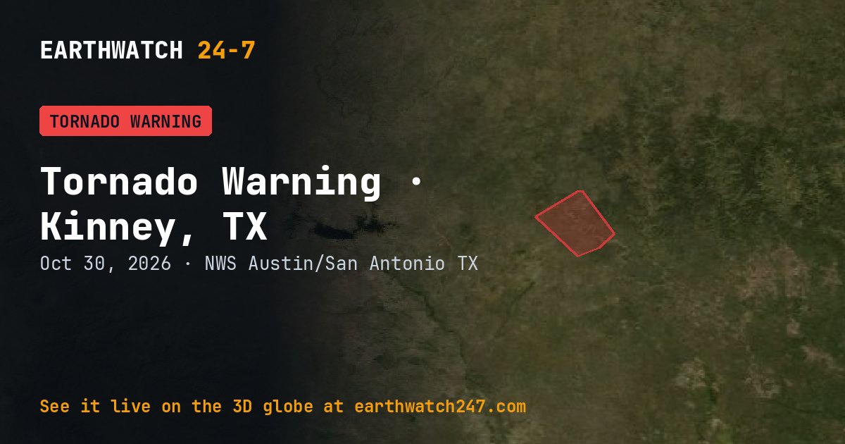 Map: Tornado Warning: Kinney, TX