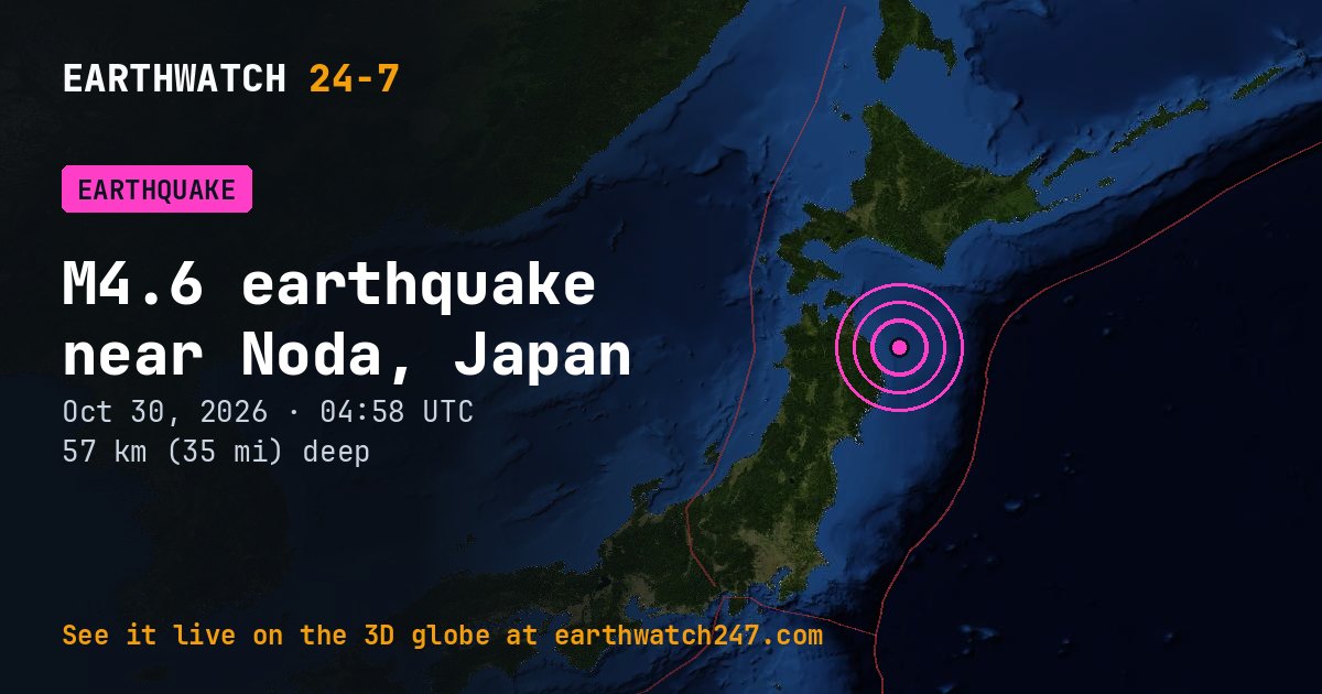 Map: the earthquake near Noda, Japan, with plate boundaries