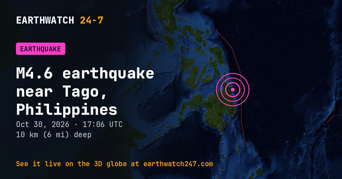 Map: the earthquake near Tago, Philippines, with plate boundaries