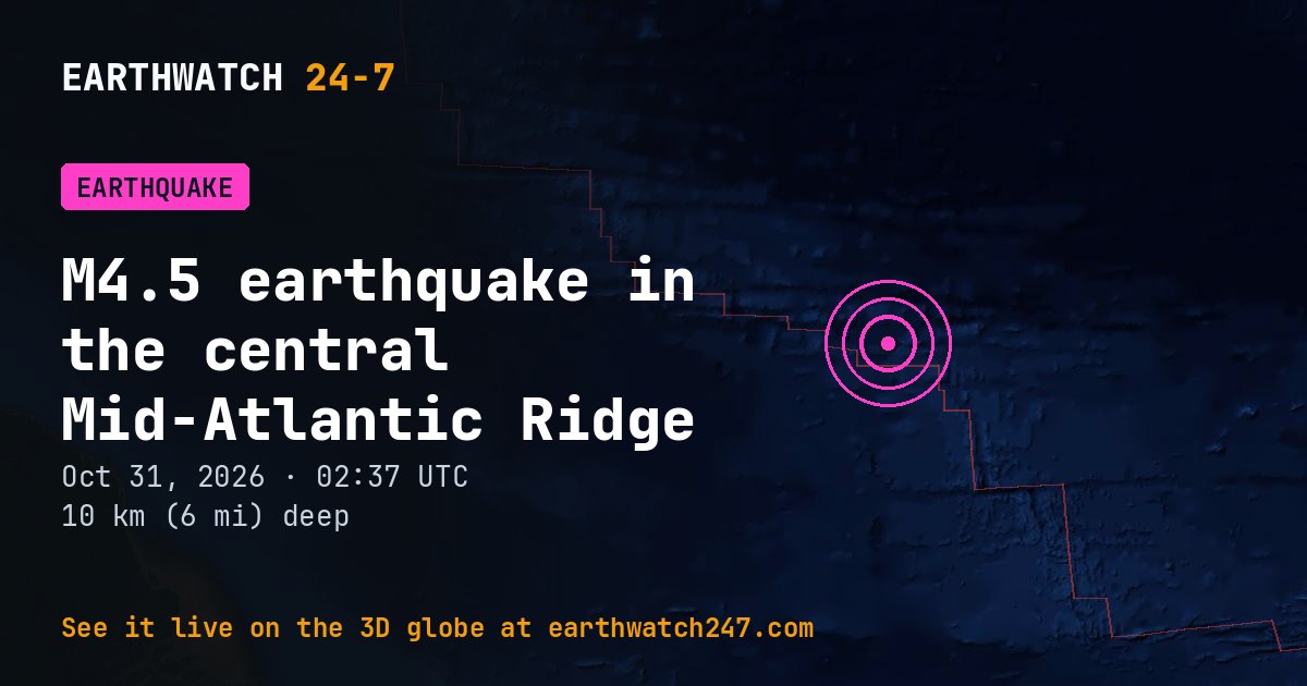Map: the earthquake in the central Mid-Atlantic Ridge, with plate boundaries