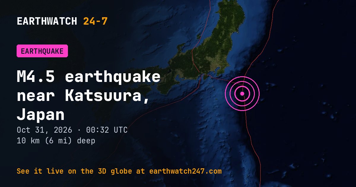 Map: the earthquake near Katsuura, Japan, with plate boundaries