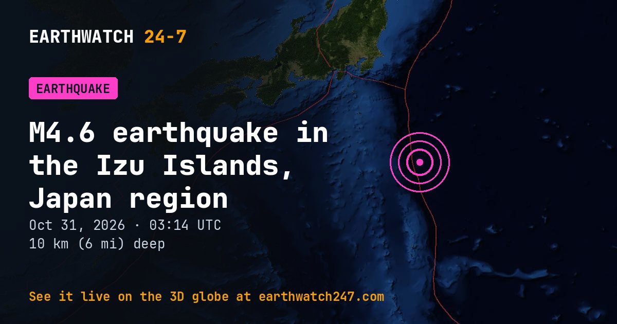 Map: the earthquake in the Izu Islands, Japan region, with plate boundaries