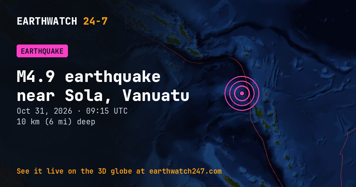 Map: the earthquake near Sola, Vanuatu, with plate boundaries