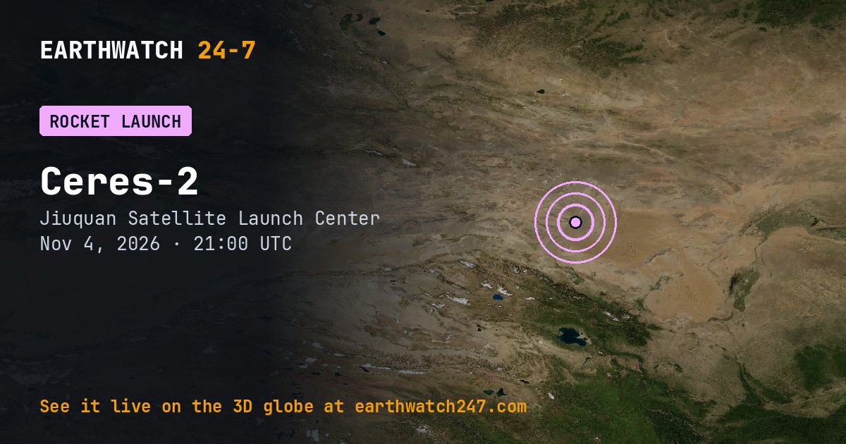Map: Ceres-2 launch: undisclosed payload