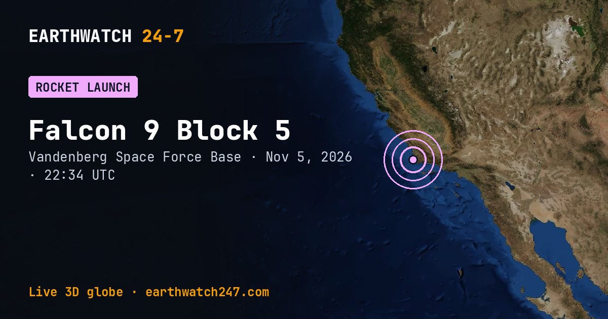 Map: Falcon 9 Block 5 launch: NROL-195