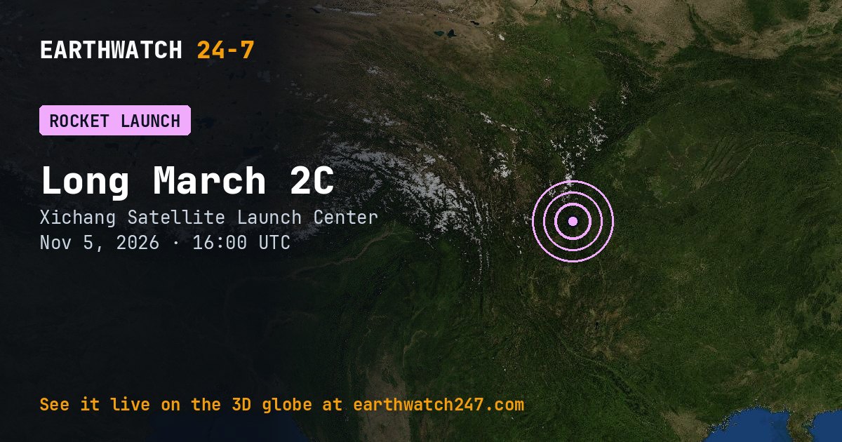 Map: Long March 2C launch: undisclosed payload