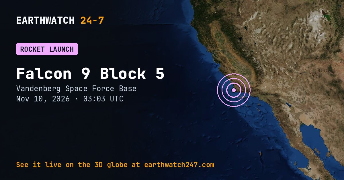 Map: Falcon 9 Block 5 launch: USSF-xxx