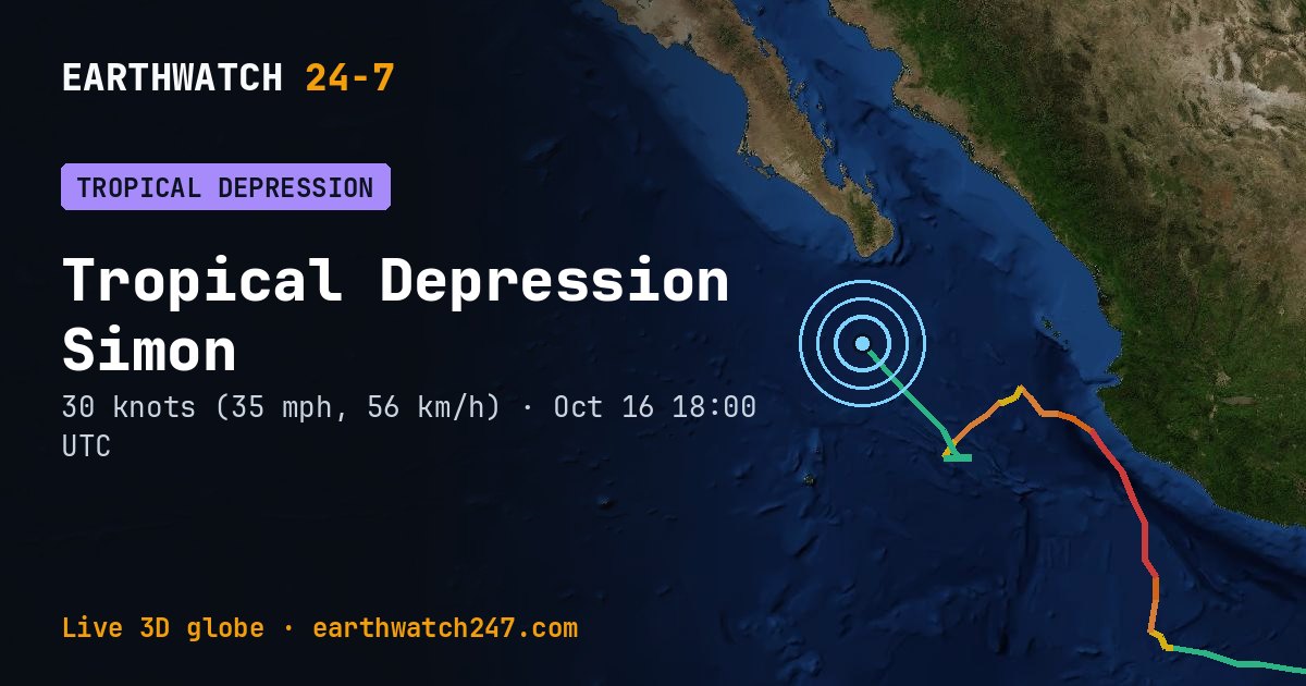 Map: Tropical Depression Simon