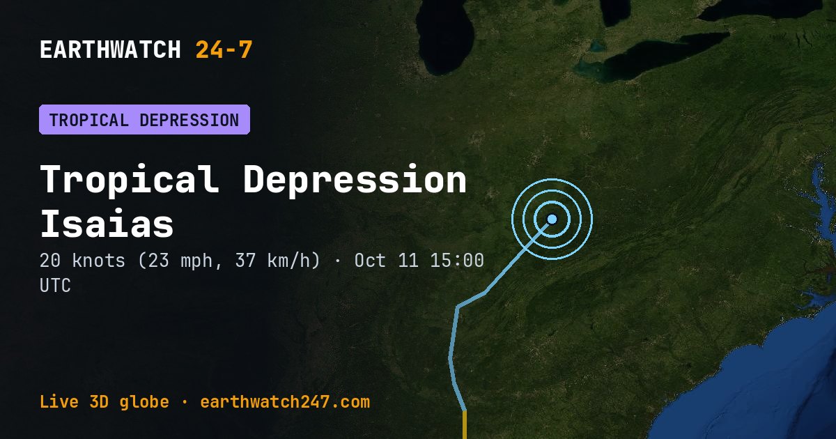 Map: Tropical Depression Isaias