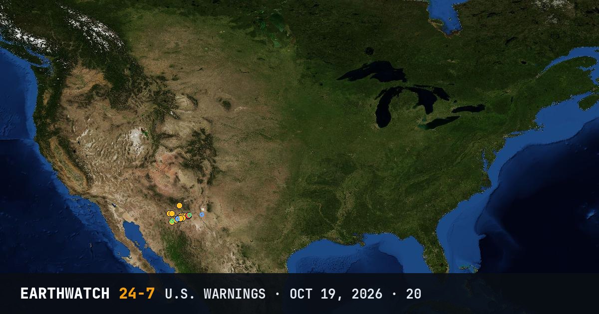 Map of U.S. weather warnings on October 19, 2026