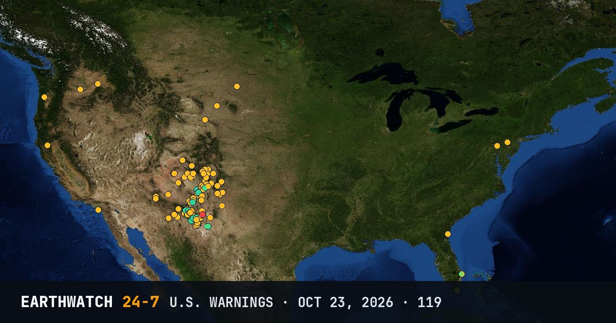 Map of U.S. weather warnings on October 23, 2026